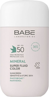 Флюид солнцезащитный Laboratorios Babe Минеральный SPF50 с тонирующим эффектом для чувств. и атоп. кожи (50мл) - 