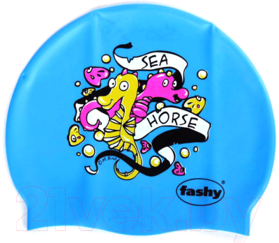 Шапочка для плавания Fashy Childrens Silicone Cap / 3047-00-75 (морской конек/ярко-голубой)