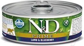 Влажный корм для кошек Farmina N&D Cat Prime Lamb & Blueberry (80г)