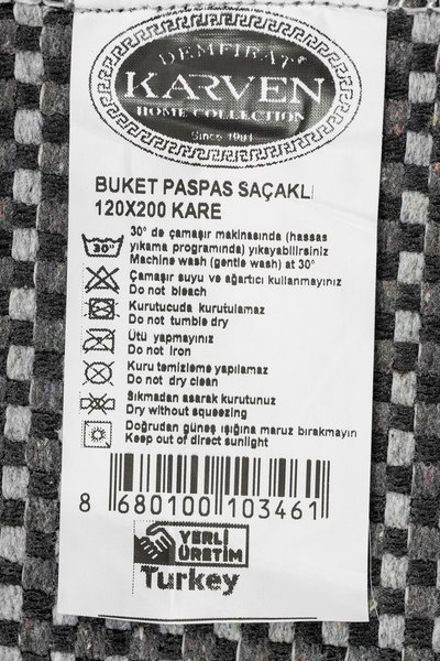 Ковер Karven Buket Sacakli 120x200 / KV 034 (серый, с противоскользящей подстилкой 2001/2 100х150)