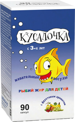 Жирные кислоты RealCaps Кусалочка Рыбий жир для детей 500мг (90 капсул) - 