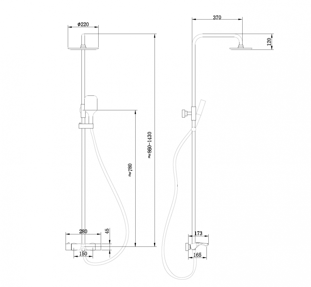 Душевая система со смесителем Abber Thermostat AF8516L (хром) — фото 3