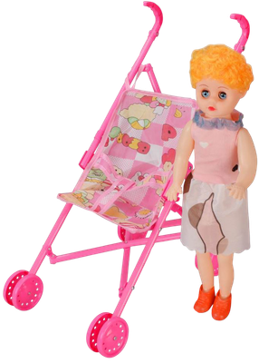 Кукла с аксессуарами Labalu Eva с прогулочной коляской (розовый) - 