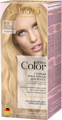 

Крем-краска для волос, Ultima Color тон 11.0 блонд очень яркий