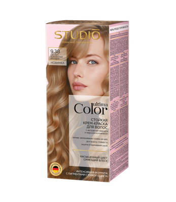 

Крем-краска для волос, Ultima Color тон 9.38 блондин светло-золотистый