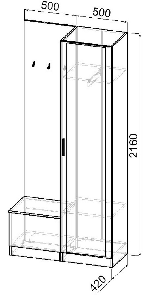 Секция в прихожую Интермебель Марсель-102 / МР 01-102 (графит серый) — фото 3