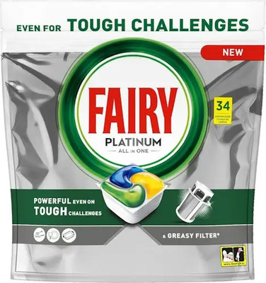 Капсулы для посудомоечных машин Fairy Platinum All in 1 Лимон (34шт) - 