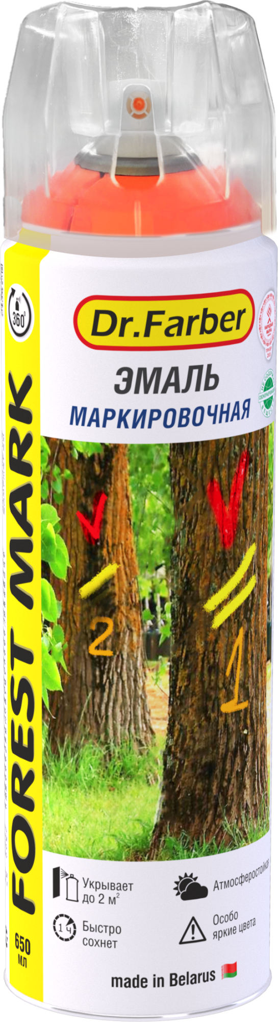 Эмаль MAV Dr.Farber Forest Mark Маркировочная (650мл, флуоресцентный оранжевый)