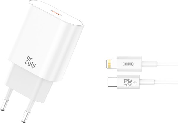 Зарядное устройство сетевое XO CE25 Lightning SET (белый)