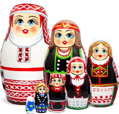 Матрешка сувенирная Брестская Фабрика Сувениров Традиционные строи женского костюма Беларуси / 7207 - 