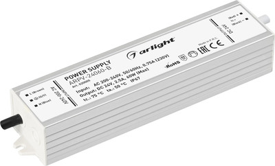 

Адаптер для светодиодной ленты, ARPV-24060-B 24V 2.5A 60W / 020005
