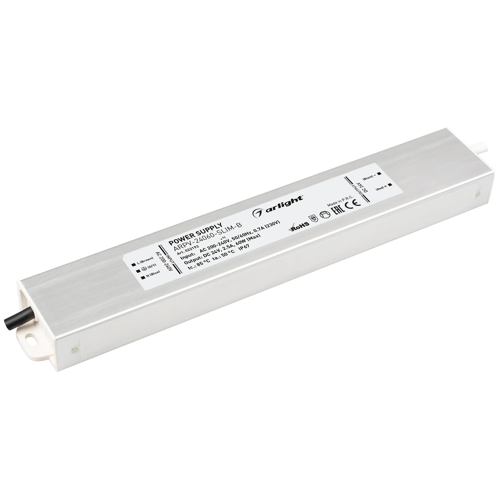 Адаптер для светодиодной ленты Arlight ARPV-24060-SLIM-B 24V 2.5A 60W / 022193 — фото 1