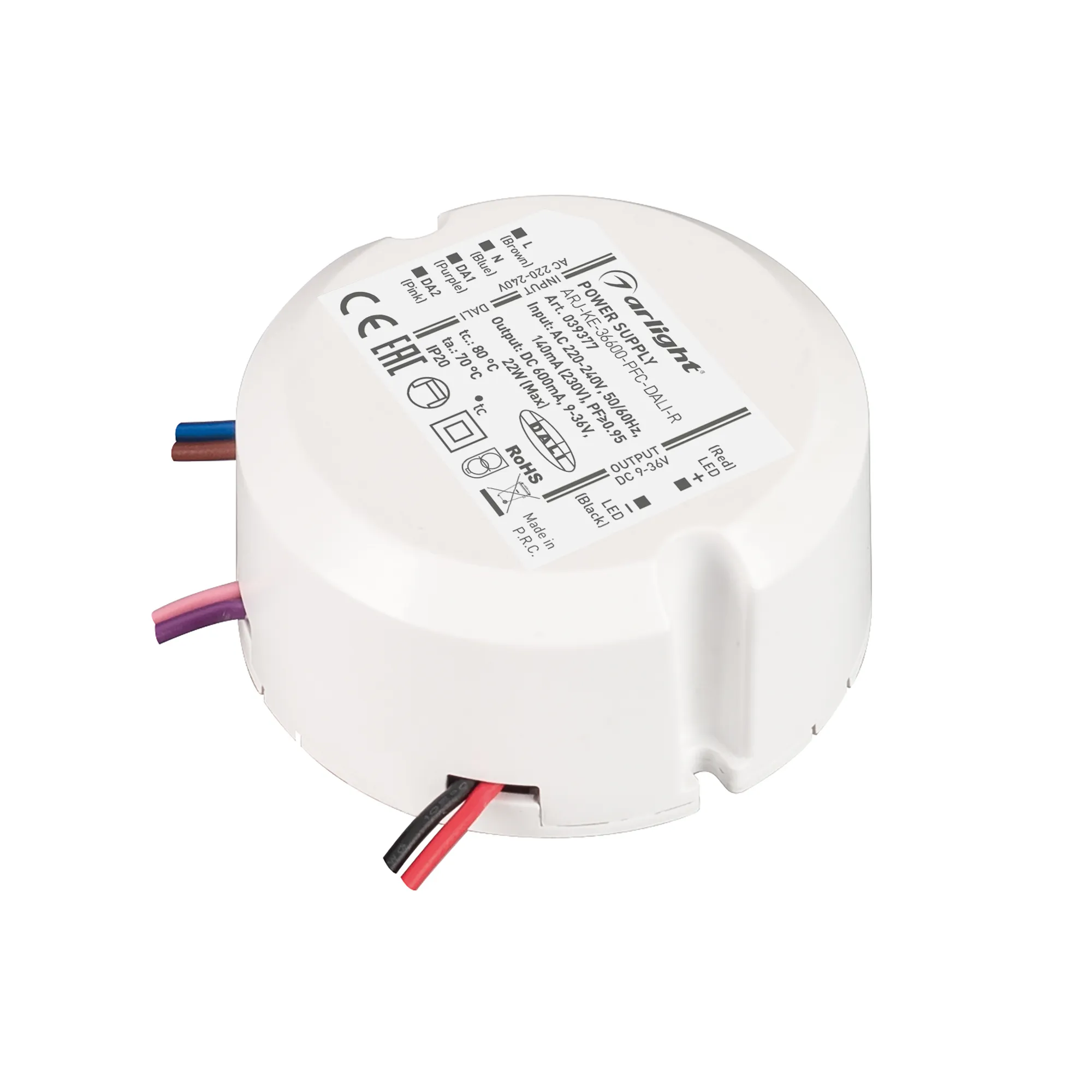 Блок питания для светильника Arlight ARJ-KE-36600-PFC-DALI-R 22W 9-36V 0.6A / 039377
