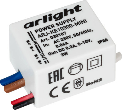 Блок питания для светильника Arlight ARJ-KE10300-MINI 3W 300mA / 030187 -