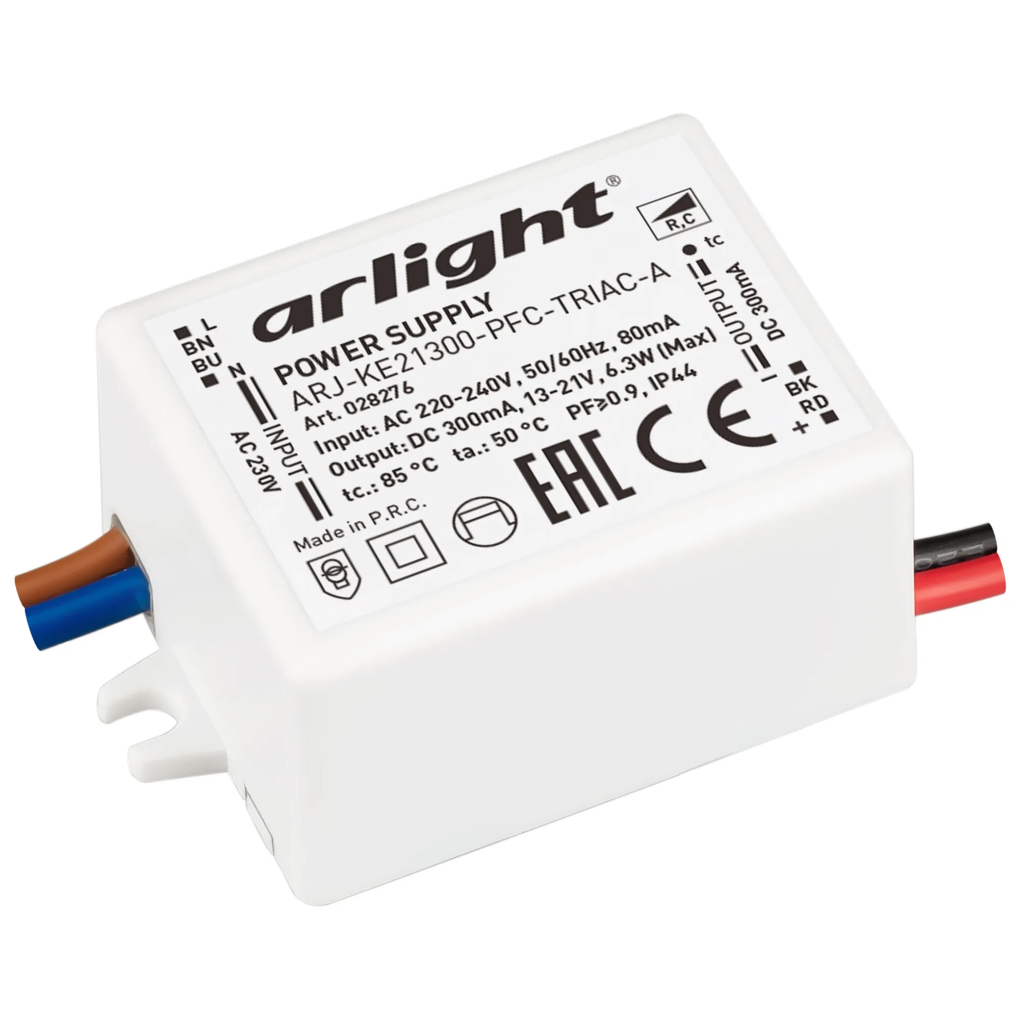 Блок питания для светильника Arlight ARJ-KE21300-PFC-TRIAC-A 6.3W 300mA / 028276