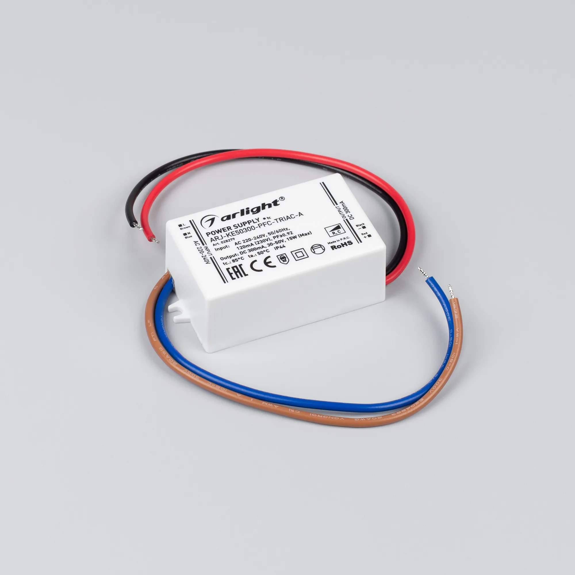 Блок питания для светильника Arlight ARJ-KE50300-PFC-TRIAC-A 15W 300mA / 028279 — фото 2