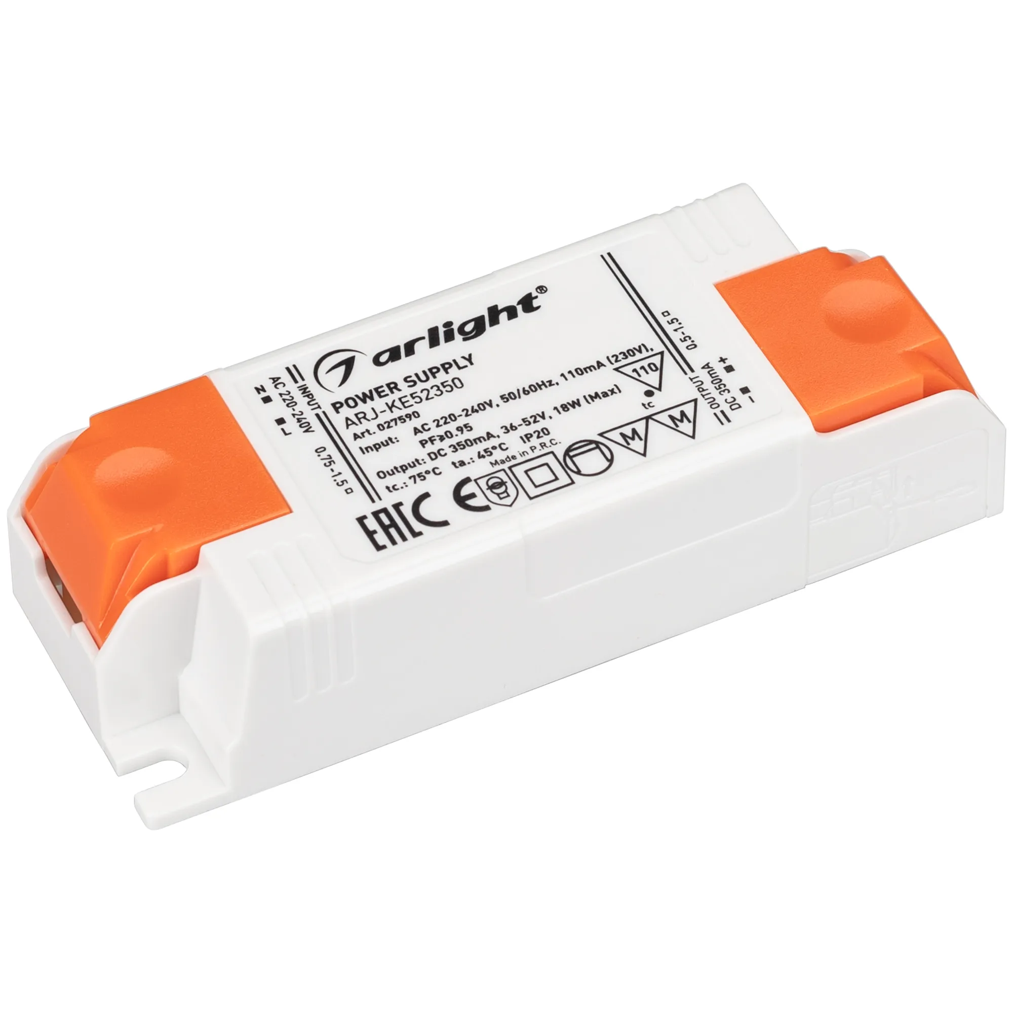 Блок питания для светильника Arlight ARJ-KE52350 18W 350mA PFC / 027590
