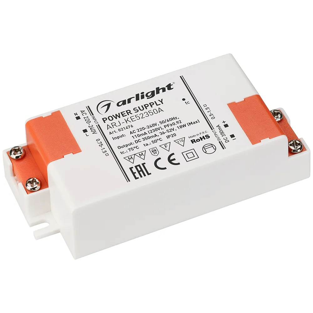 Блок питания для светильника Arlight ARJ-KE52350A 18W 350mA PFC / 021476