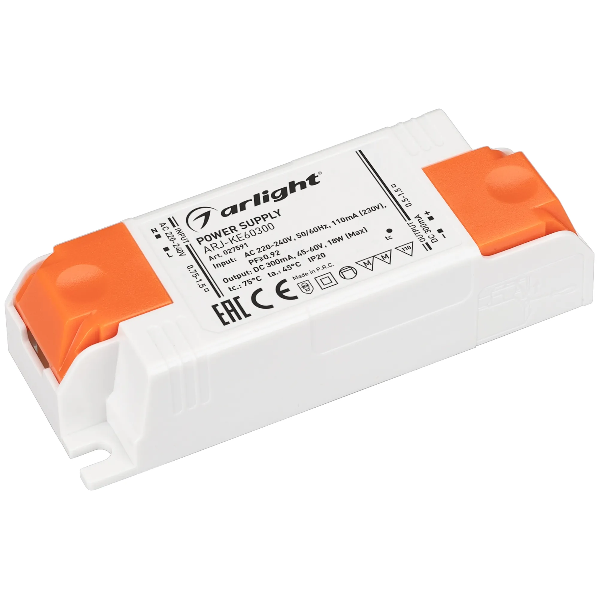 Блок питания для светильника Arlight ARJ-KE60300 18W 300mA PFC / 027591