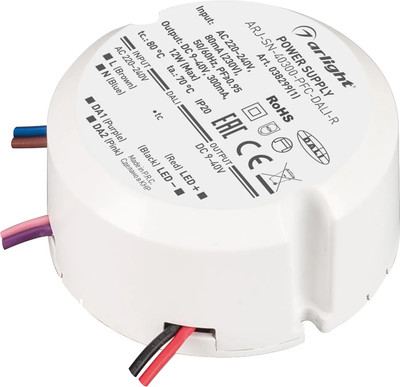 Блок питания для светильника Arlight ARJ-SN-40300-PFC-DALI-R 12W 9-40V 0.3A / 038299(1) - 