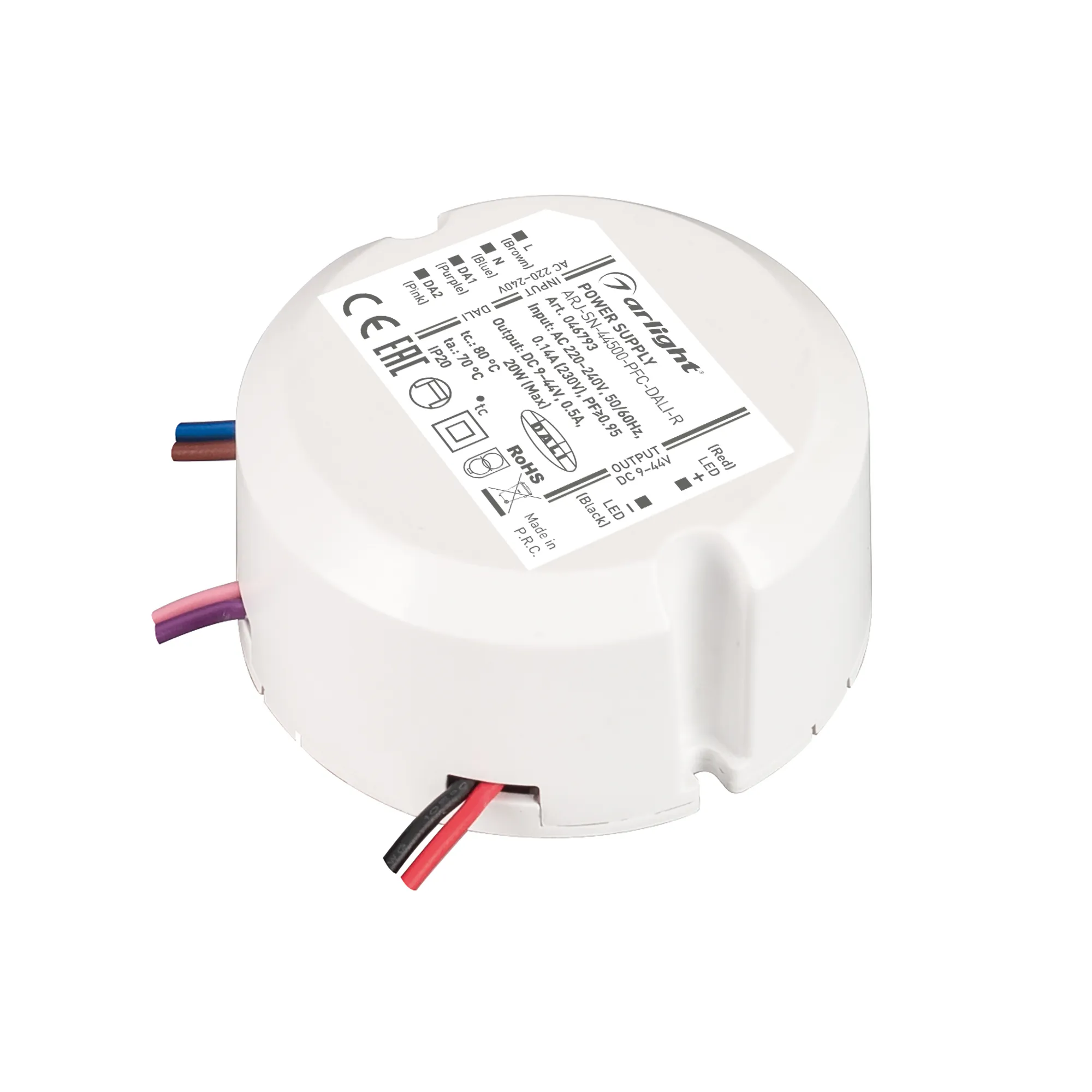 Блок питания для светильника Arlight ARJ-SN-44500-PFC-DALI-R 20W 9-40V 0.5A / 046793