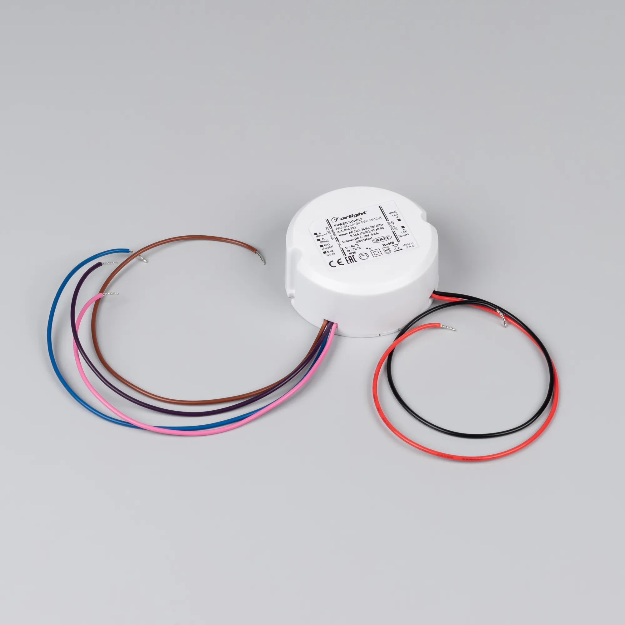 Блок питания для светильника Arlight ARJ-SN-44500-PFC-DALI-R 20W 9-40V 0.5A / 046793 — фото 2