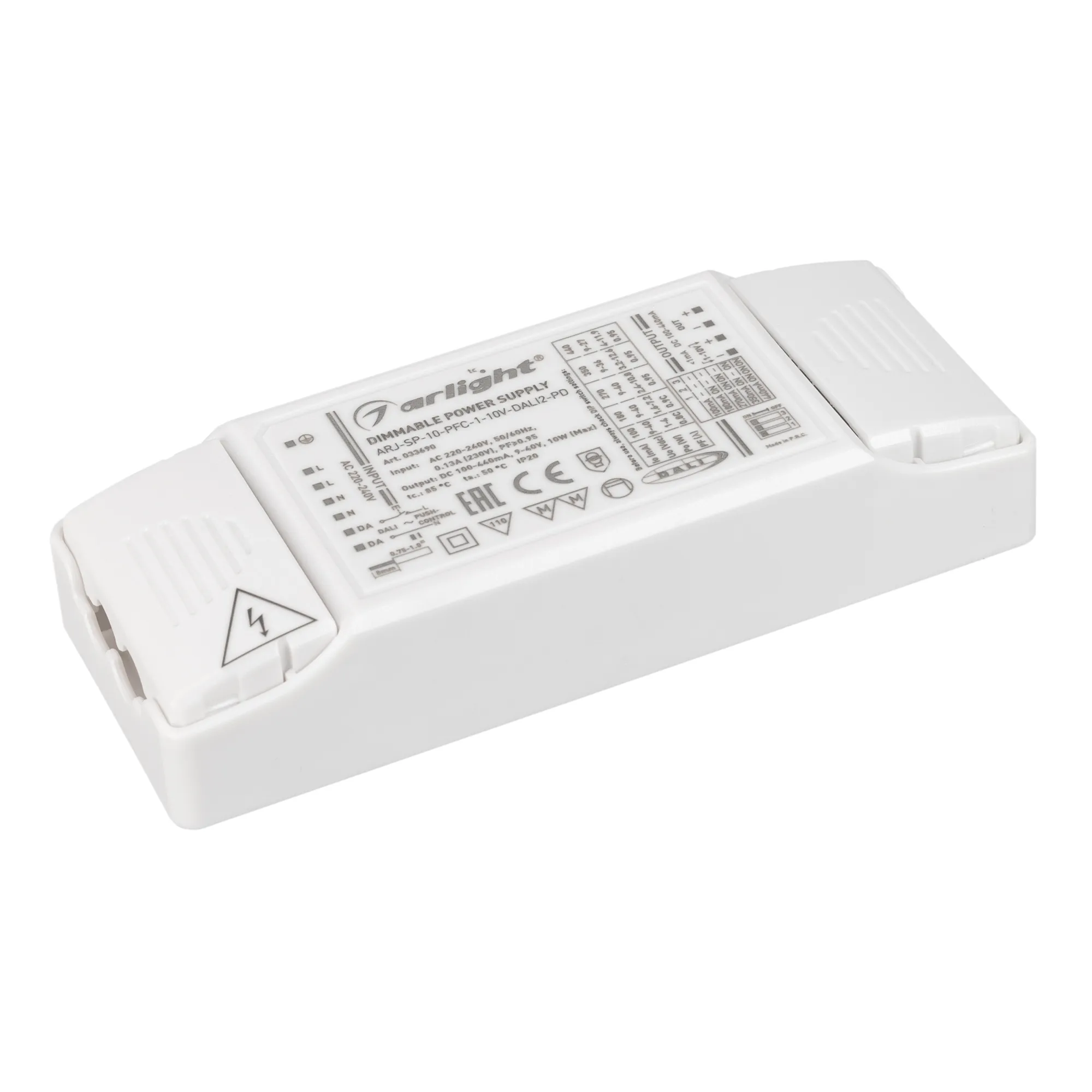 Блок питания для светильника Arlight ARJ-SP-10-PFC-1-10V-DALI2-PD 10W 100-440mA / 033690