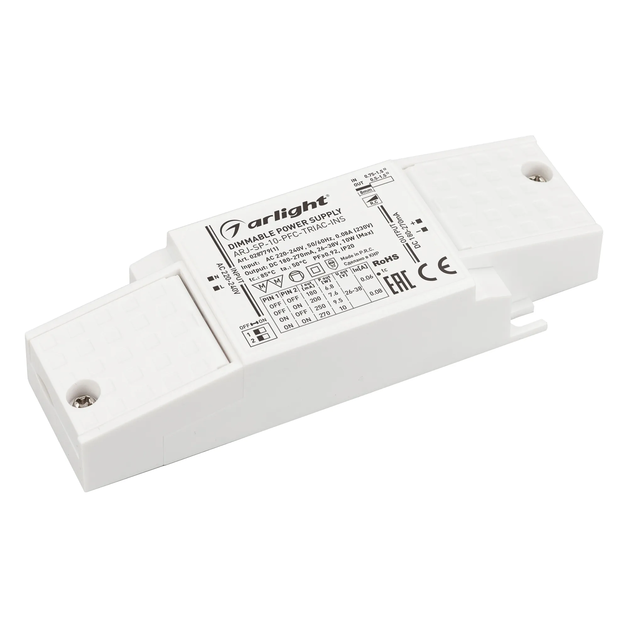 Блок питания для светильника Arlight ARJ-SP-10-PFC-TRIAC-INS 10W 26-38V 0.18-0.27A / 028779(1)