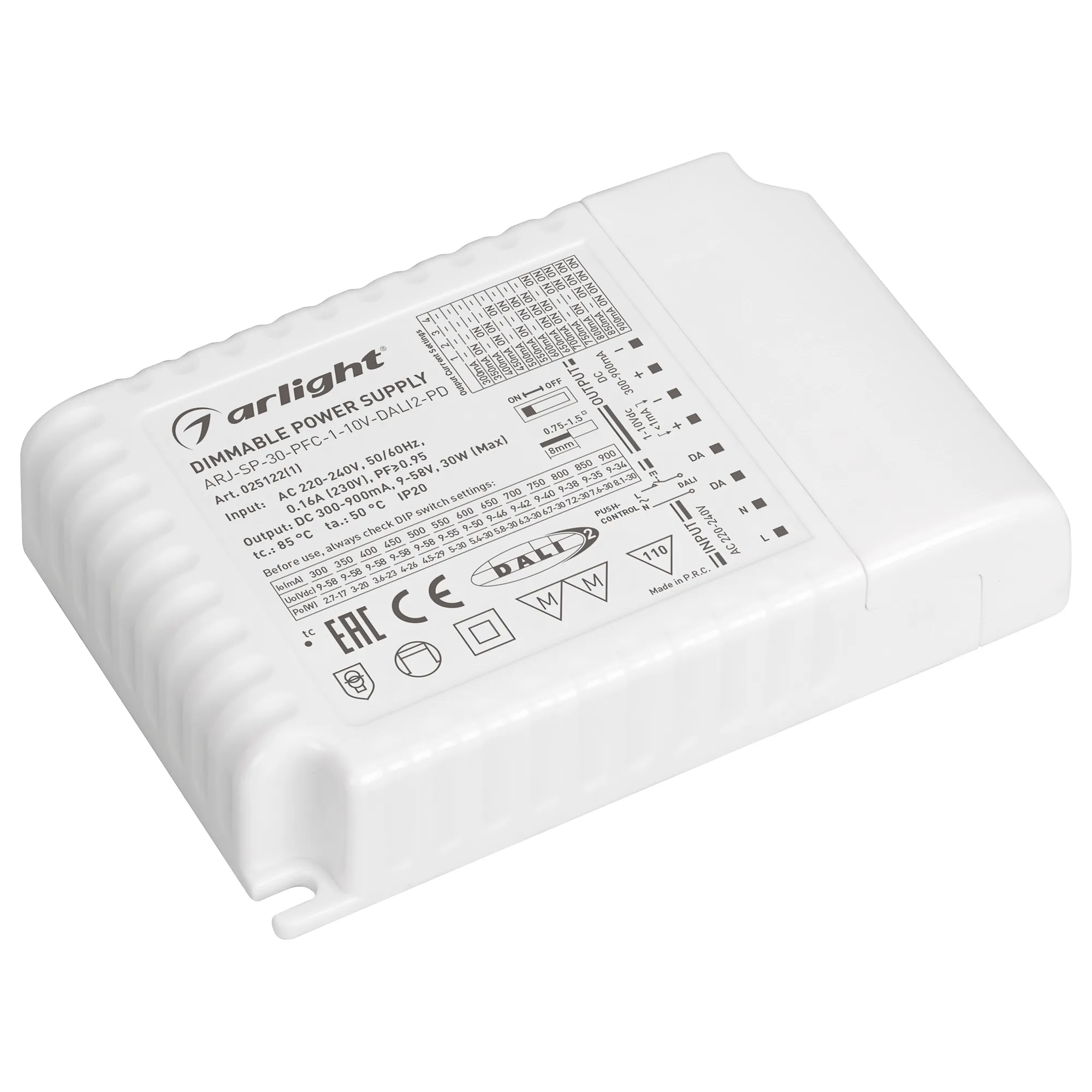 Блок питания для светильника Arlight ARJ-SP-30-PFC-1-10V-DALI2-PD 30W 300-900mA / 025122(1)