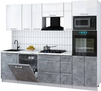 

Кухонный гарнитур, Мила Gloss 2.6-ПМ1