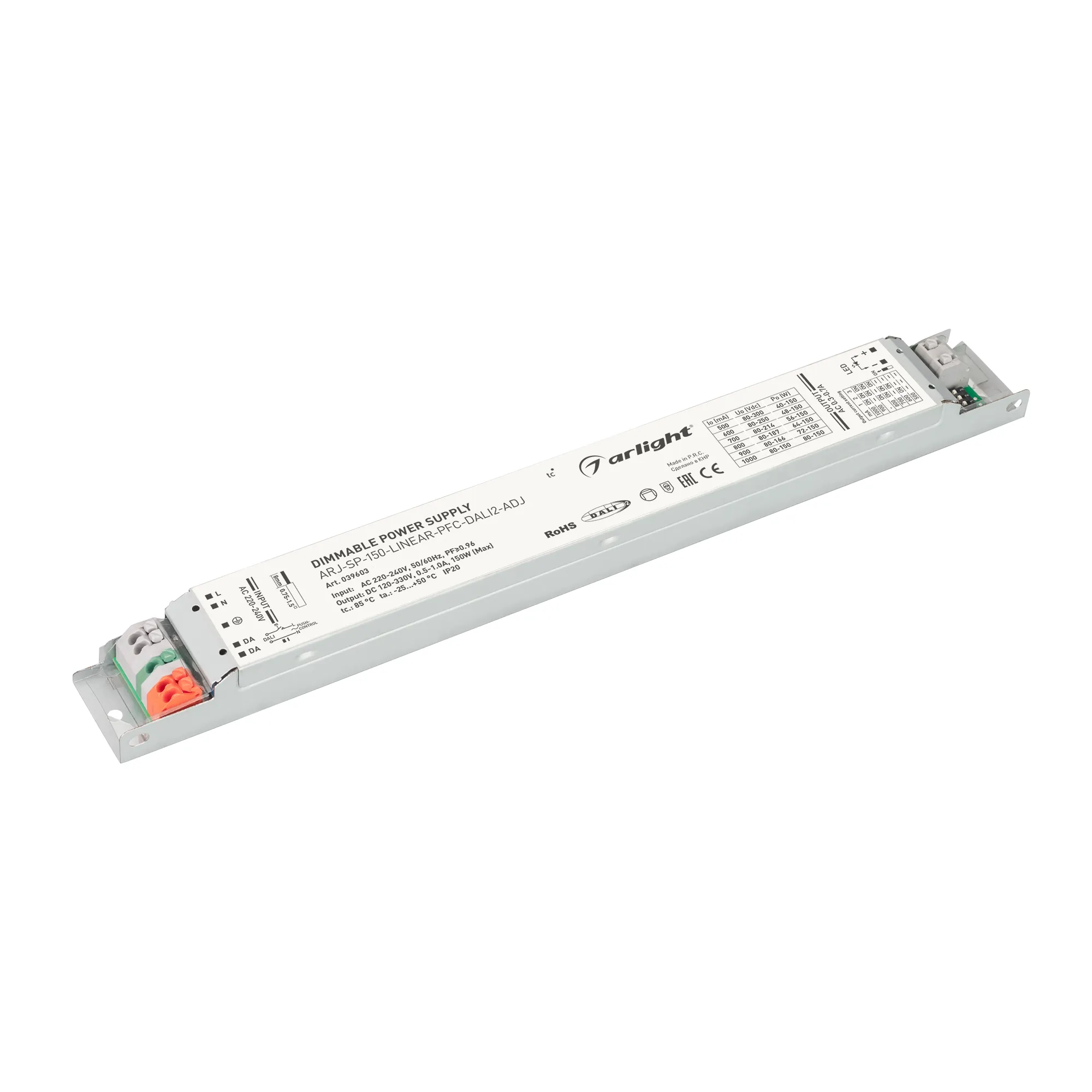 Блок питания для светильника Arlight ARJ-SP-150-LINEAR-PFC-DALI2-ADJ 150W 120-330V 0.5-1.0A / 039603