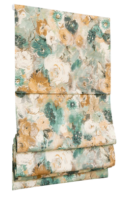 Римская штора Delfa Мини Sedef Soft Flowers СШД-01М 563/001 (48x160, бежевый/бирюзовый) - 