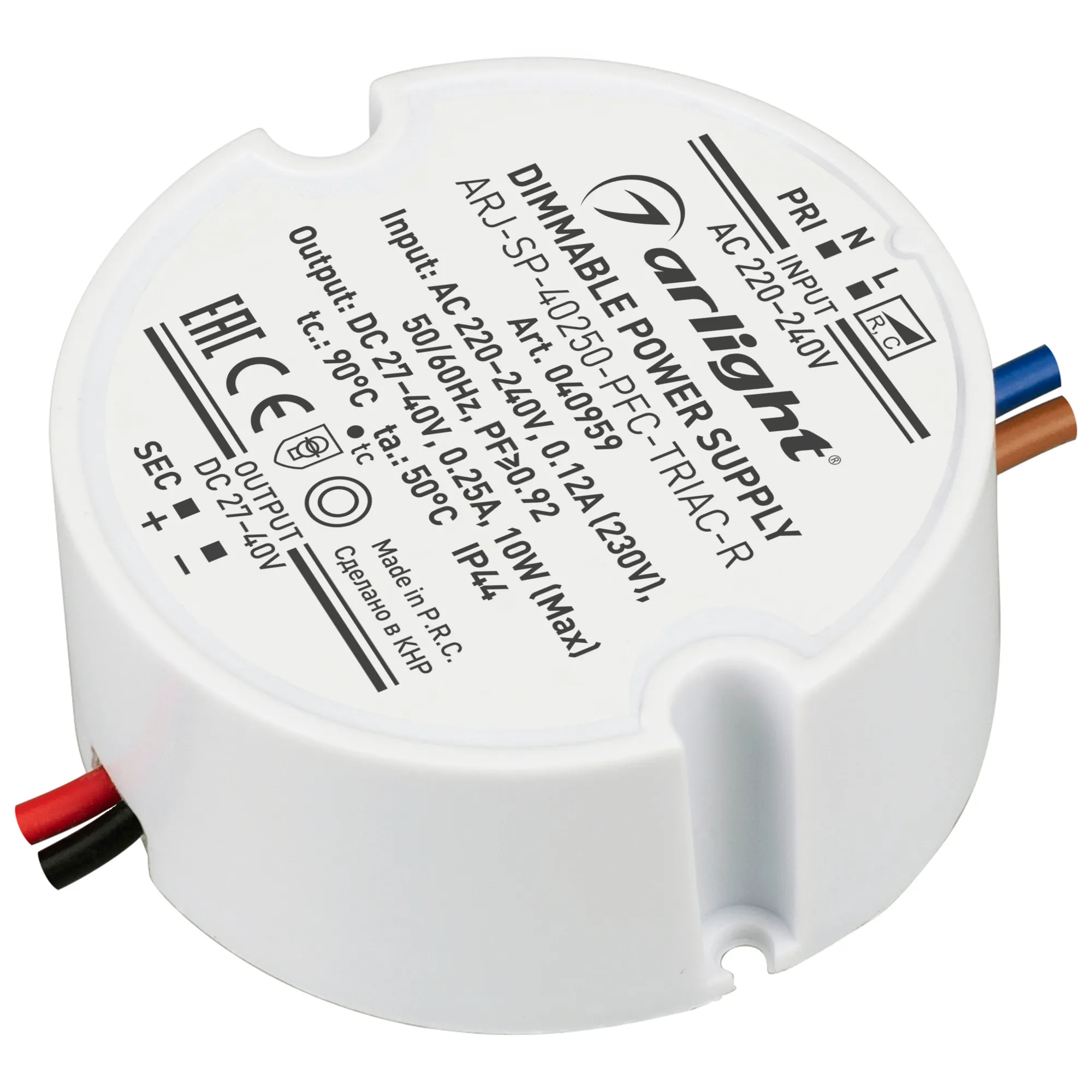 Блок питания для светильника Arlight ARJ-SP-40250-PFC-TRIAC-R 10W 27-40V 250mA / 040959