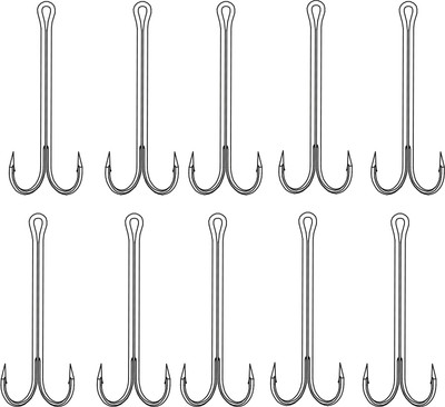 Набор крючков рыболовных Волжанка X Long Double Hook 90° / 9883-1/0 (10шт) -