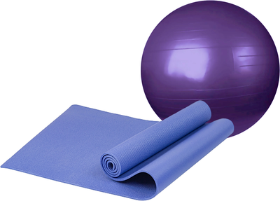 Набор для фитнеса Sundays Fitness Фитбол IR97402-65 + Коврик IR97504 (фиолетовый, голубой) -