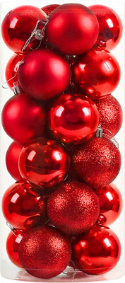 Набор шаров новогодних Winter Fun 6403000360E (24шт, красный) - 