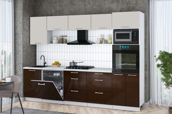 Купить Кухонный гарнитур Интерлиния Мила Gloss 2.9-ПМ1 в Бобруйске