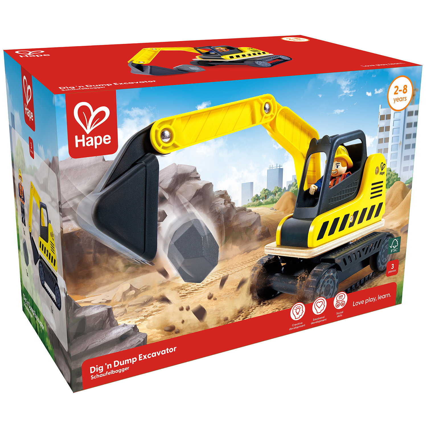 Экскаватор игрушечный Hape E3058_HP — фото 2