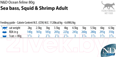 Влажный корм для кошек Farmina N&D Grain Free Ocean Sea Bass, Squid & Shrimp (80г)