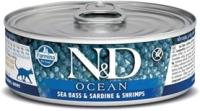 Влажный корм для кошек Farmina N&D Grain Free Ocean Sea Bass, Sardine & Shrimp (80г) - 
