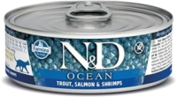 Влажный корм для кошек Farmina N&D Grain Free Ocean Trout, Salmon & Shrimp (80г) - 
