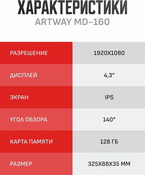 Видеорегистратор-зеркало Artway MD-160