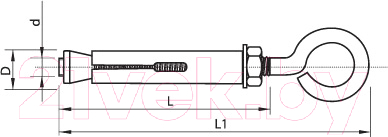 Анкерный болт ЕКТ М10x12x100 с кольцом / C70207 (25шт)