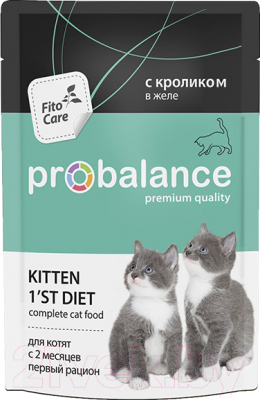 

Корм для кошек ProBalance, Kitten 1'st Diet c кроликом в желе