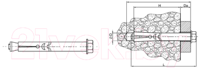 Анкерный болт ЕКТ М6x8x80 / C70010 (50шт)