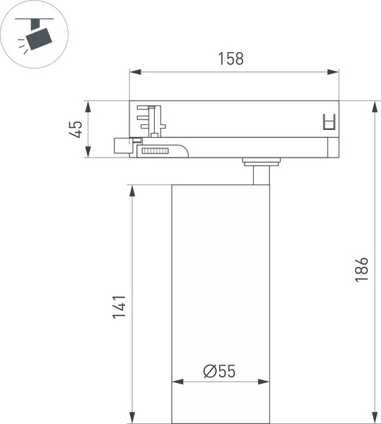 Трековый светильник Arlight LGD-GERA-4TR-R55-10W Warm3000 WH 55deg / 055150