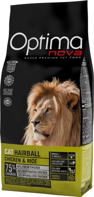 Сухой корм для кошек Optimanova Adult Hairball Chicken & Rice (8кг) - 