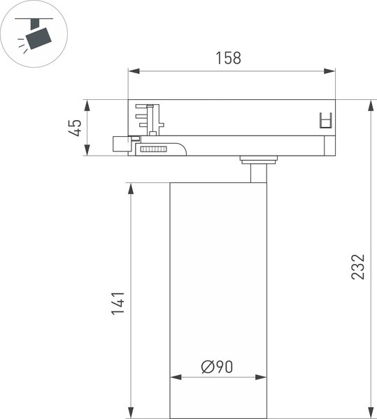 Трековый светильник Arlight LGD-GERA-4TR-R90-30W Day4000 BK 55deg / 055132