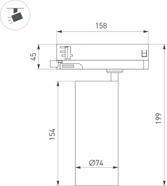 Трековый светильник Arlight LGD-GERA-4TR-R74-20W Day4000 BK 36deg / 055155