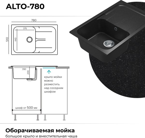 Купить Мойка кухонная Polygran Alto 780 в Витебске